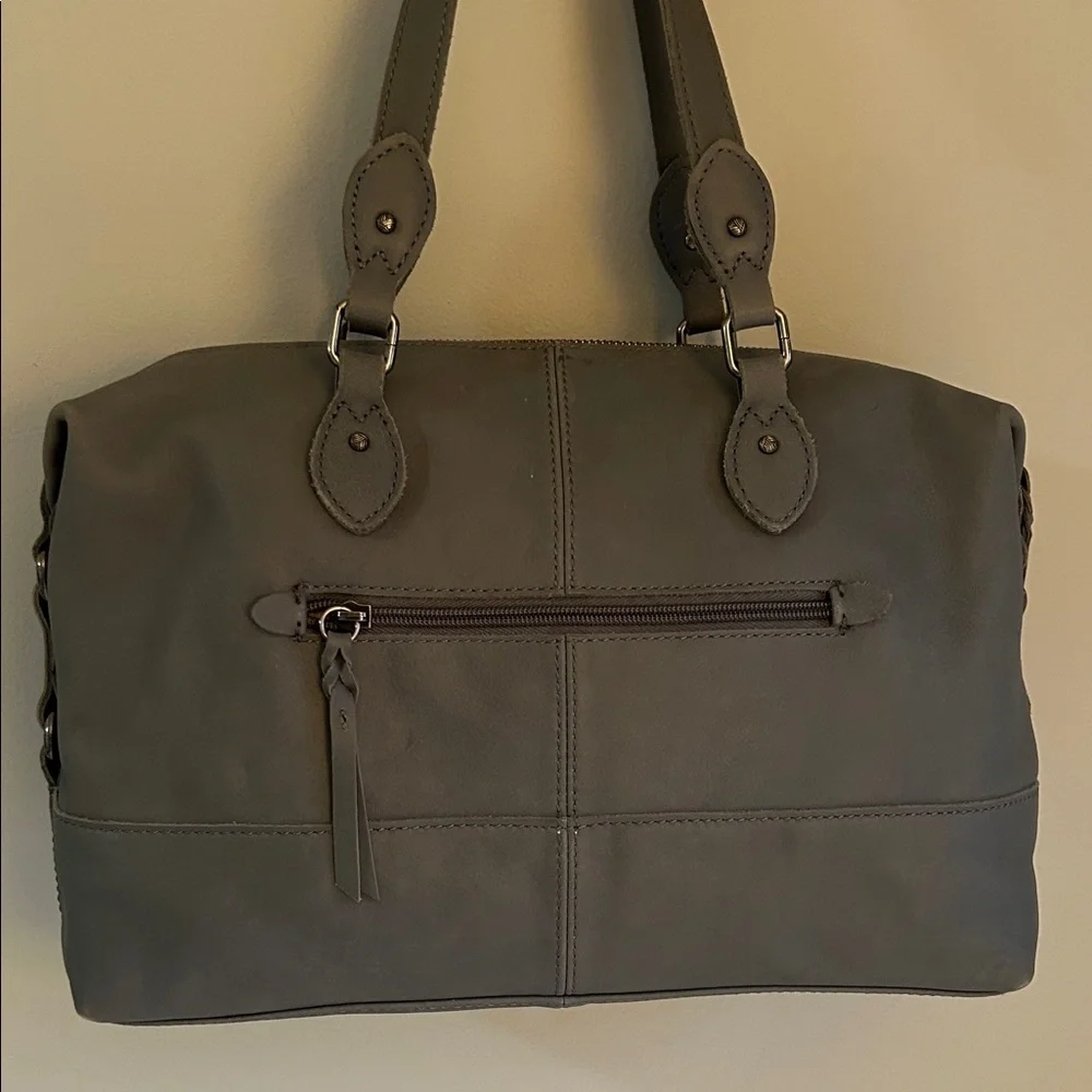 The Sak Laurel Canyon Grey Leather Satchel Tote